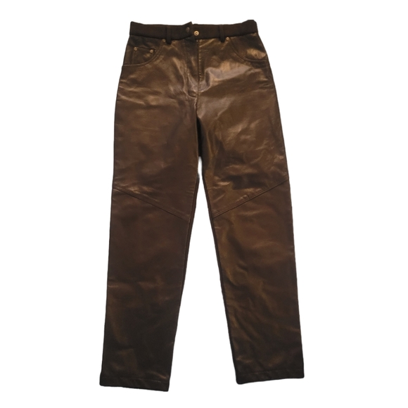 Vintage y2k brown leather pants by mitchies matchings - Picture 2 of 8